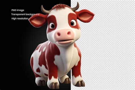 Premium Psd A Bovine Buddy An Adorable 3d Cow
