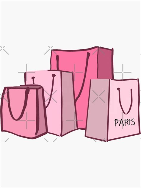 pink shopping bags sticker  sale  galboukrek redbubble