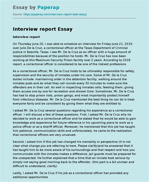interview report essay sample