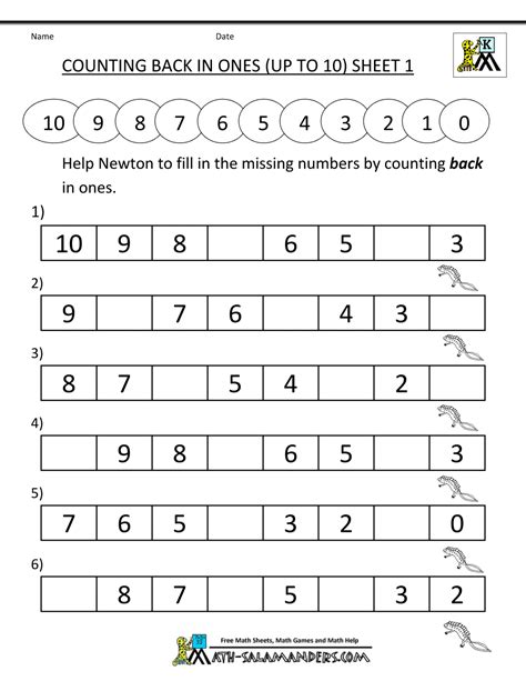 kindergarten counting worksheet sequencing