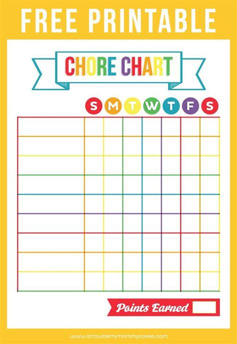 printable chore chart  kids