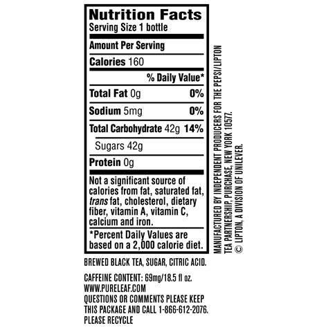 iced tea nutrition label labels