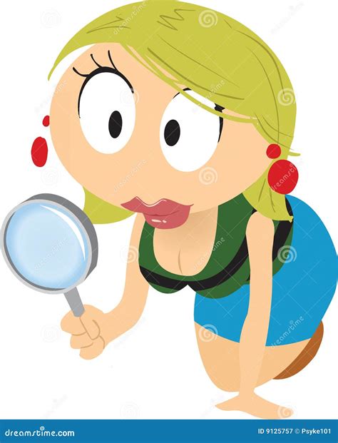 cartoon girl searching royalty  stock photography image