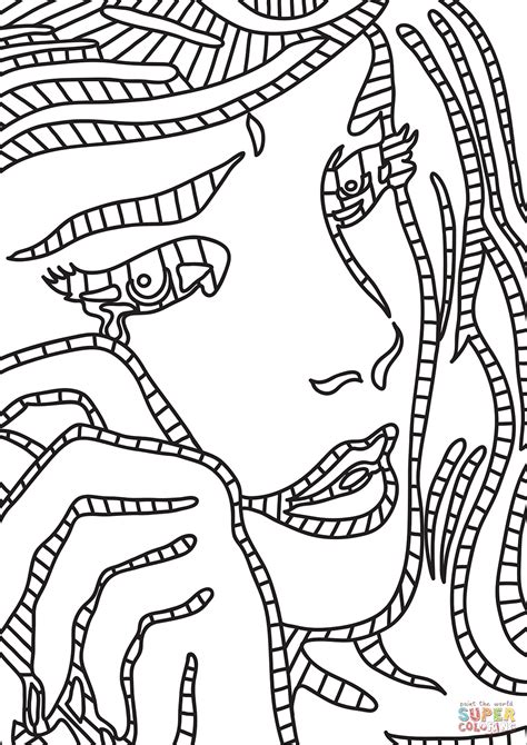 roy lichtensteins crying girl coloring page  printable coloring