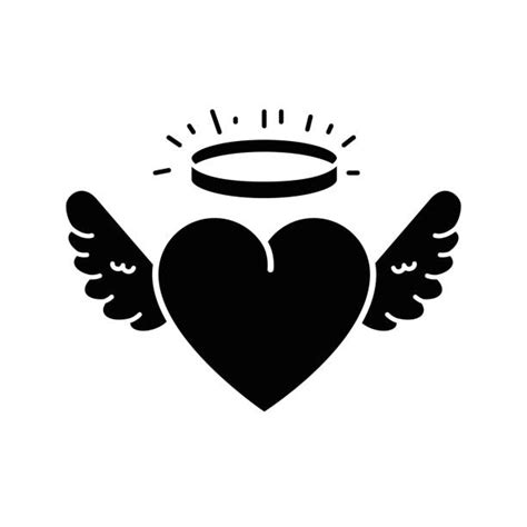 Best Silhouette Of The Heart With Wings And Halo