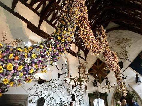 dried flower garland at cotehele house cornwall december