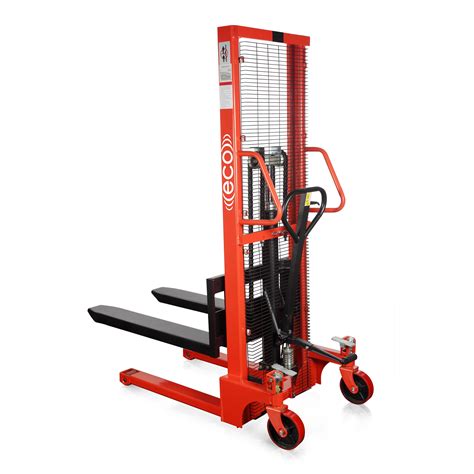 eco emsnff fixed fork manual hydraulic stacker mobile industries  material handling