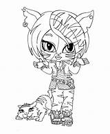 Monster High Coloring Pages Baby Catty Noir Toralei Print Wolf Clawdeen Kids Printable Dolls Babies Little Printables Doll Colouring Stripe sketch template