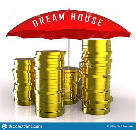 dream house  dreamhouse coins depicts ideal property    illustration stock