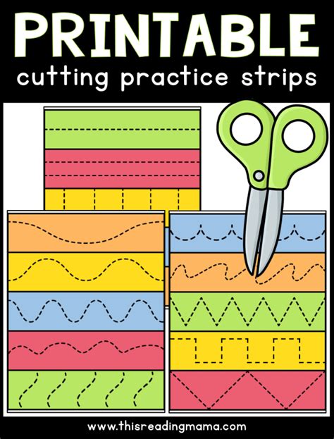 printable cutting practice strips  reading mama