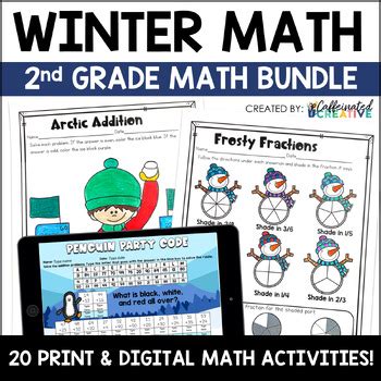 winter math activities worksheets  grade  prep digital bundle