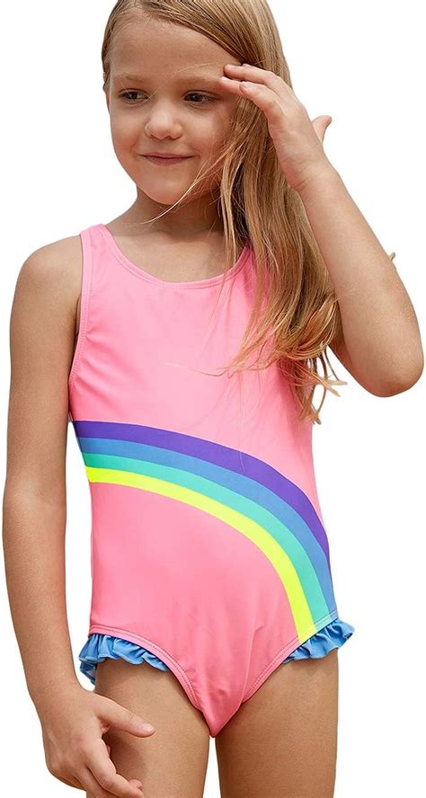 amazoncom parici  girls rainbow printed swimsuit  piece swim bathing suit size
