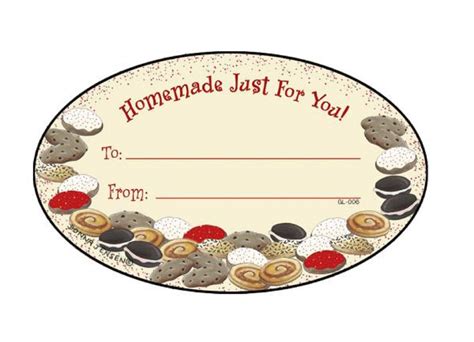 homemade cookies design oval labels  homemade food gifts  labels    gl