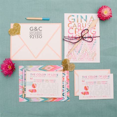 artsy san diego wedding wedding invitations paper goods colorful wedding invitations