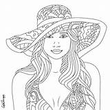 Coloring Pages Para Book Women Colorear Wayne Lil Adult Color Beautiful Adults Printable Summer Dibujos Print Hat Therapy Laminas Sheets sketch template