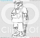 Injured Crutch Sling Outlined Royalty sketch template