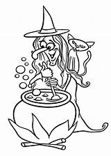 Witch Halloween Coloring Cat Pages Kids Happy Funny Printable Drawing Colouring Drawings 4kids Getdrawings Color Choose Board sketch template