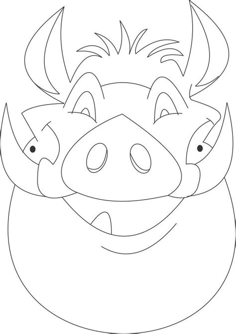 pumba mask printable coloring page  kids lion king crafts lion