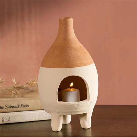 tabletop clay chiminea incense burner candle holder vivaterra