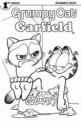 Grumpy Cat Coloring Garfield Cover Book Comics Gocollect Comic Crossover Meets Mini Series sketch template