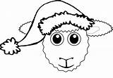 Sheep Christmas Face Clip Hat Clipart Santa Cartoon Lamb Coloring Animal Line Drawing Cliparts Drawings Head Cat Sheet Clipartpanda Xmas sketch template