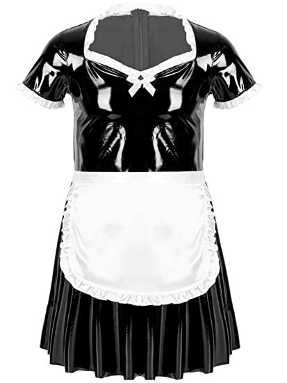 qinciao men s sissy maid cosplay costume set scoop neck maid servant