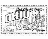 Ohio Coloring State Pages Stamp Buckeyes Usa Printables Printable States Flag Oh Color Sheets Colouring Football History Book Wisconsin Postage sketch template
