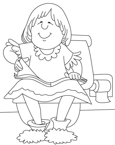 happy girl reading coloring page   happy girl reading
