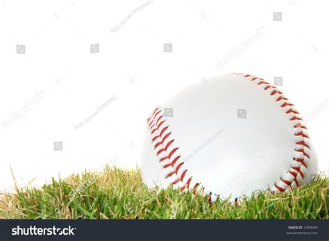 clean baseball  grass  white background stock photo