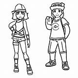 Ultra Tourist Moon Sun Coloring Pokémon Trainers Couple Pokemon Trainer Pages sketch template