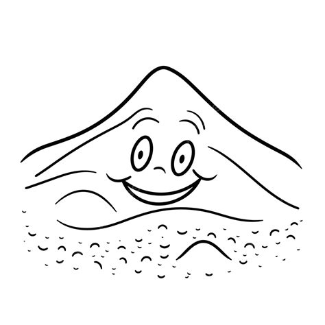 cute drawing  smiling cartoon hill  sand outline sketch vector