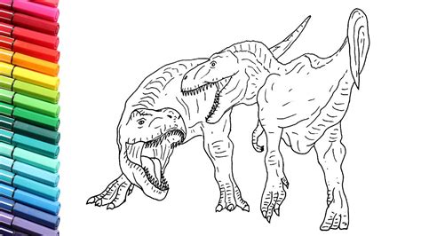 How To Draw Dinosaurs Fight Tarbosaurus Vs T Rex Drawing