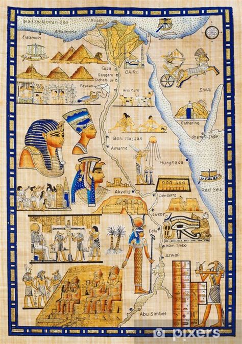 fototapete antike aegypten karte auf papyrus gezeichnet pixersde