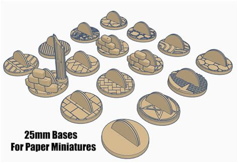 mm miniature bases  paper minis  dungeons dragons etsy