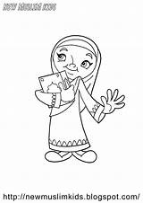 Coloring Muslim Pages Islamic Kids Ramadan Girl Islam Quran Activities Book Hijab Color Cartoon Colouring Books Dua Printable Learning Library sketch template