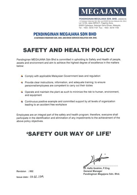 Our Safety Policy Megajana