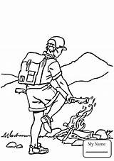 Hiking Acampamento Viagem Scouts Mountaineer Lagerfeuer Falò Falo Colorironline sketch template