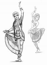 Sketch Indian Sketches Dancers Dancing Drawings Dance Classical Dancer Women Innovative Paintingvalley sketch template