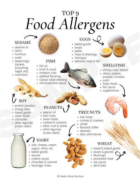 top  food allergens handout functional health research resources   nutrition