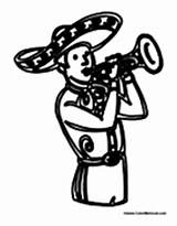 Mexico Trumpet Mariachi Mexican Coloring Colormegood Pages sketch template