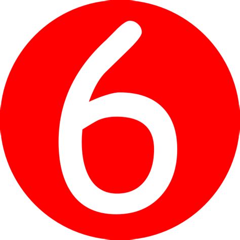 Red Rounded With Number 6 Clip Art At Vector