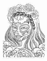 Coloring Pages Halloween Sugar Adult Mandala Lebky Skull Skulls Printable Print Colouring Adults Omalovánky Mädchen Bilder Books Drawings Girl Book sketch template