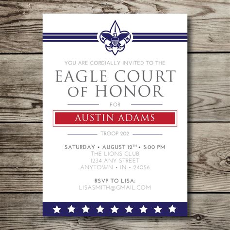 instant  eagle scout court  honor custom invitation etsy