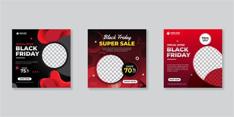 black friday sale banner set social media post  web ads design