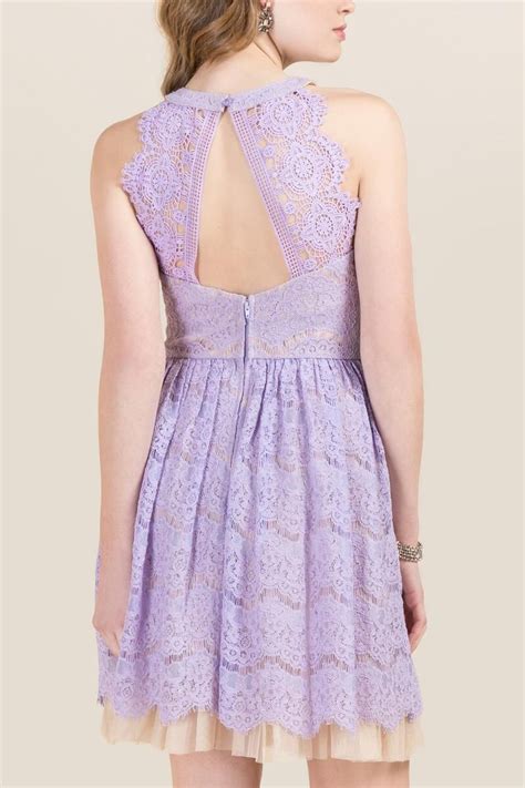 eloise lace open back tulle a line dress orchid back a