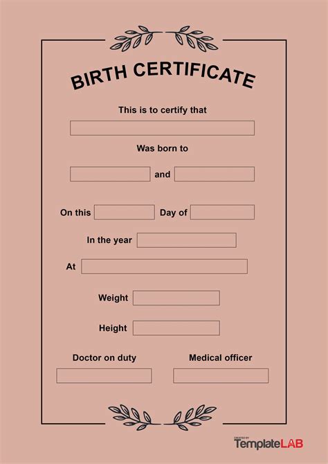 birth certificate templates doctemplates