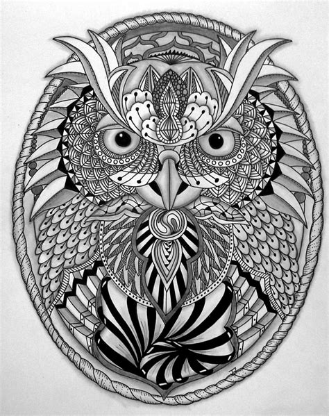 owl zen art owl mandala drawing zentangle owl