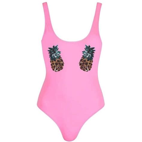 Womens Topshop Sequin Pineapple One Piece Swimsuit 52 Liked On