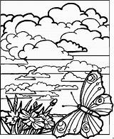 Coloring Pages Spring Landscape Color Library Clipart Cloudy sketch template