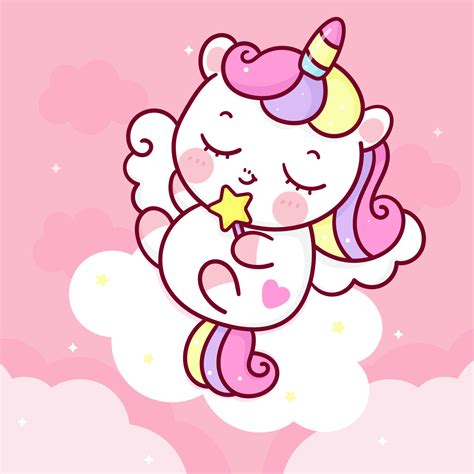 cute unicorn cartoon kawaii vector animal sleep  cloud horn horse